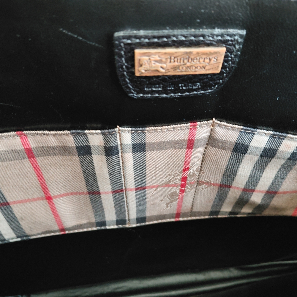 Burberry Black Leather Briefcase with Gold Accents - Picture 7 of 10